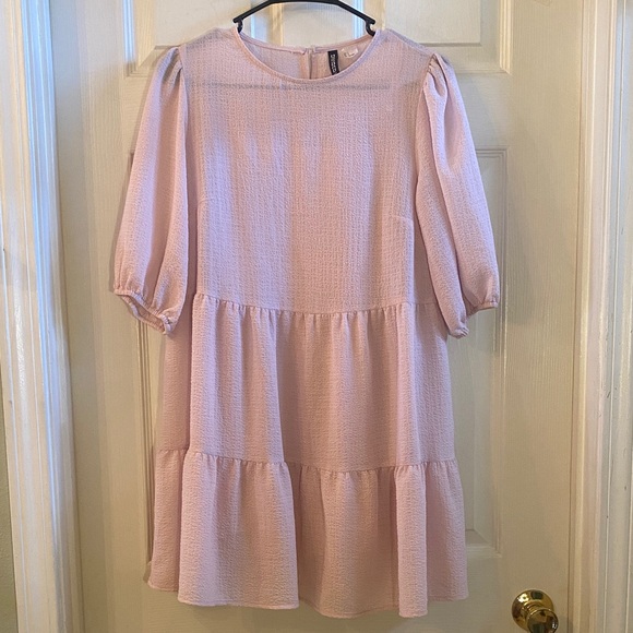 H&M Light Pink Babydoll Tiered Casual Dress - Picture 3 of 12